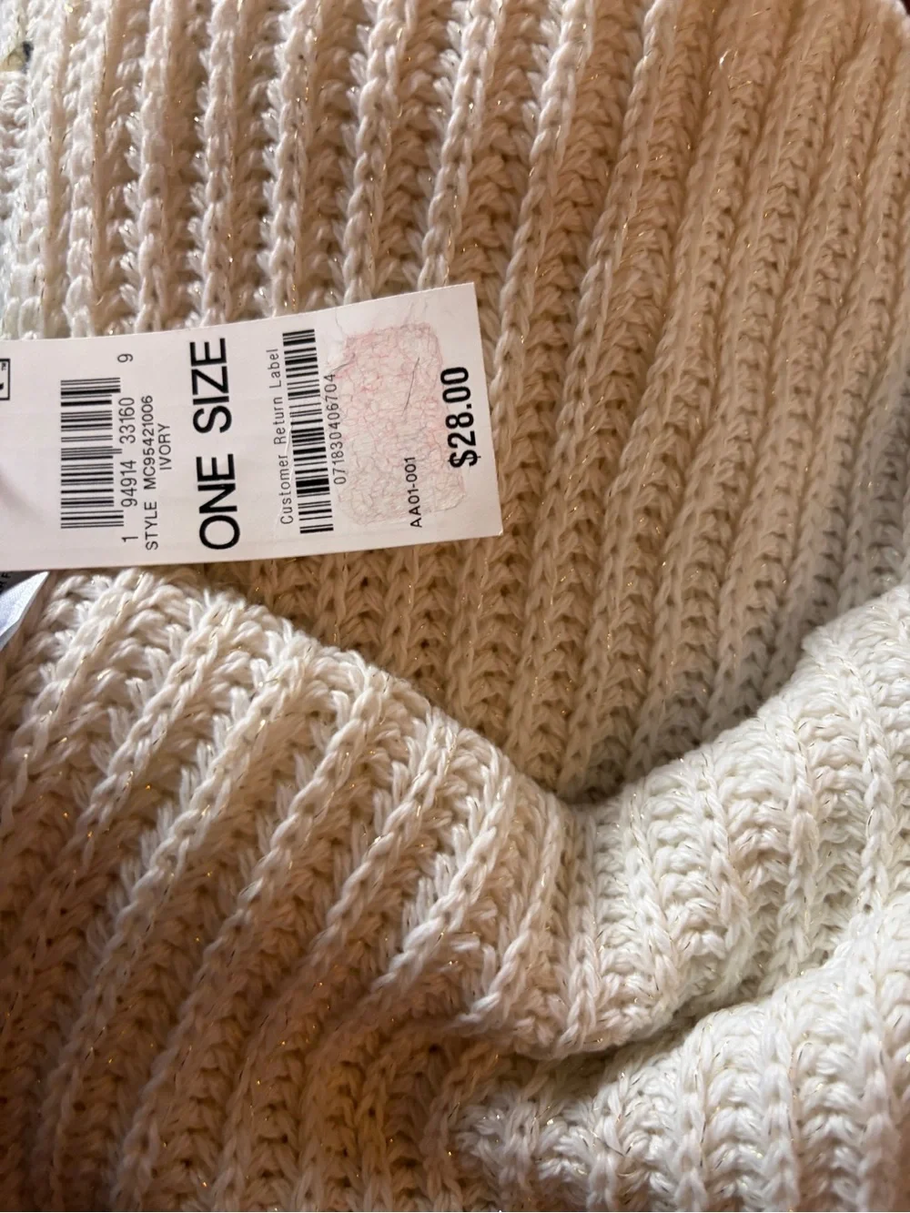 Style & Co. Cream Ribbed Knit Scarf